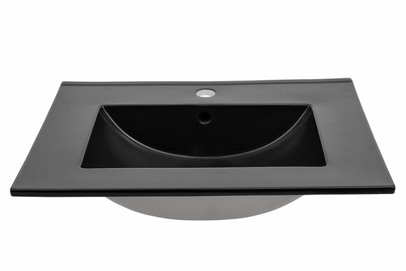 Keramik Waschbecken Waschtisch Einbau Schwarze Platte Design Becken von JV Möbel