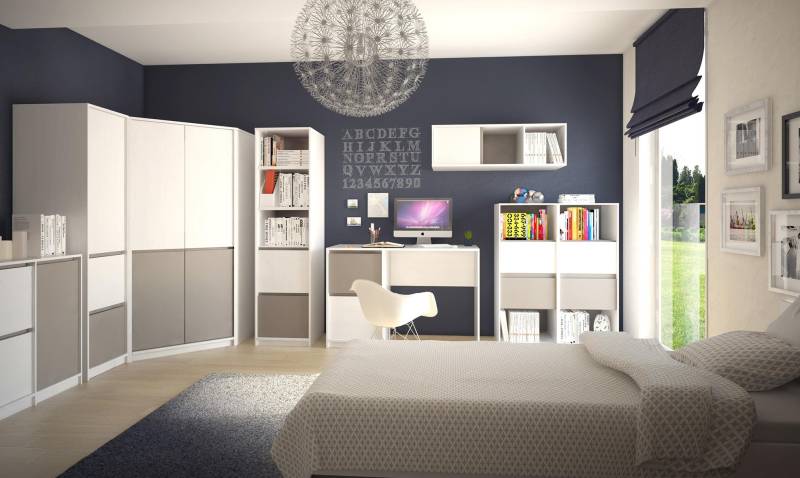 Kinder Jugend Schlafzimmer Komplett Kleiderschrank Eckschrank Computertisch 7tlg von JV Möbel