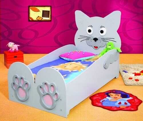 Kinderbett Jugendbett Bett Betten + Matratze Holzbett 90x200cm Tier Katze Neu von JV Möbel