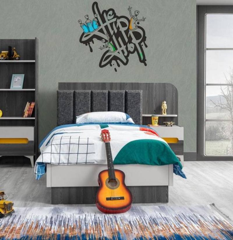 Kindermöbel Kinderbett Nachttisch Luxuriöser Modern Holz Hochwertig Möbel Grau von JV Möbel