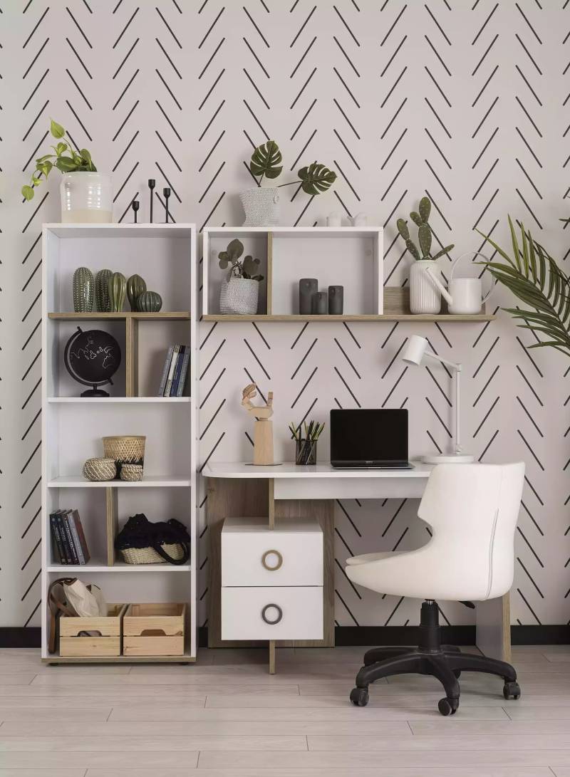 Kinderschreibtisch Schreibtisch Bücherregal Holz Weiß Set 3tlg Design von JV Möbel