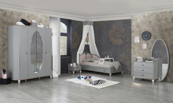Kinderzimmer Design Set Bett Nachttisch Kommode Kleiderschrank 4 tlg. von JV Möbel