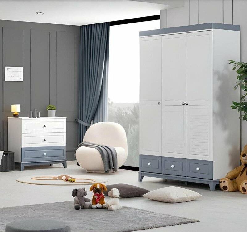 Kinderzimmer Set Kleiderschrank modern Kommode Holzmöbel Schlafzimmer Neu von JV Moebel