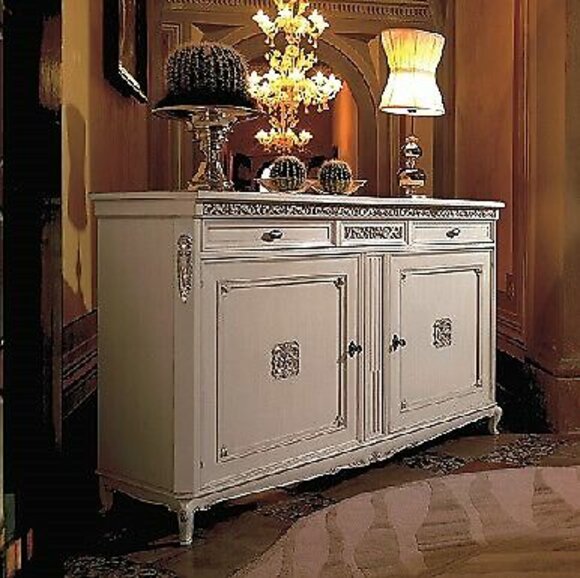 Klassische Antik Stil Kommode Sideboard Kommoden Holz Schrank Anrichte Weiß Neu von JV Möbel