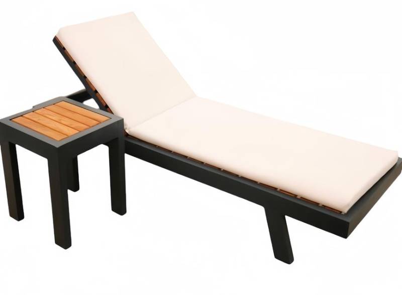 Klassische Chaiselongue+Couchtisch Modern Luxus Garten Möbel Schwarz mit Kissen von JV Möbel