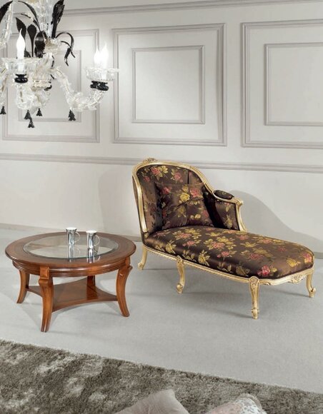 Klassische Chaiselongue + Couchtisch Gold Blumen Liege Italienische Möbel Tisch Klassische Chaiselongue + Couchtisch Gold Blumen Liege Italienische Möbel Tisch von JV Möbel
