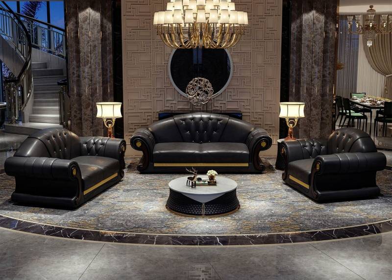 Klassische Chesterfield Sofa Couch Polster Garnitur Dreisitzer Leder 3 Sitzer von JV Möbel