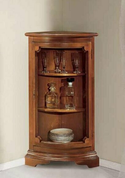 Klassische EckVitrine Glas Schrank Wohnzimmer Schaufenster Luxus Braun Vitrinen von JV Moebel
