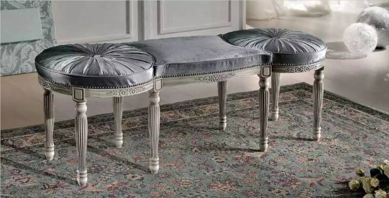 Klassische Grau Sitzbank Design Textil Neu Polster Stoff Sitzmöbel von JV Möbel