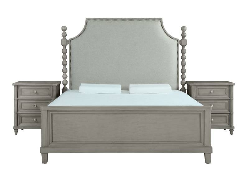 Klassische Landhaus Möbel Königliches schlafzimmer möbel 3tlg. Bett Nachttische von JV Möbel