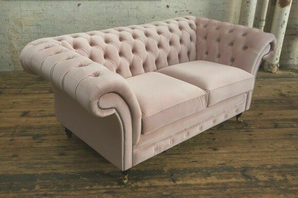 Klassische Polster Möbel Chesterfield Couch Textil Leder Stoff Samt Zweisitzer von JV Möbel