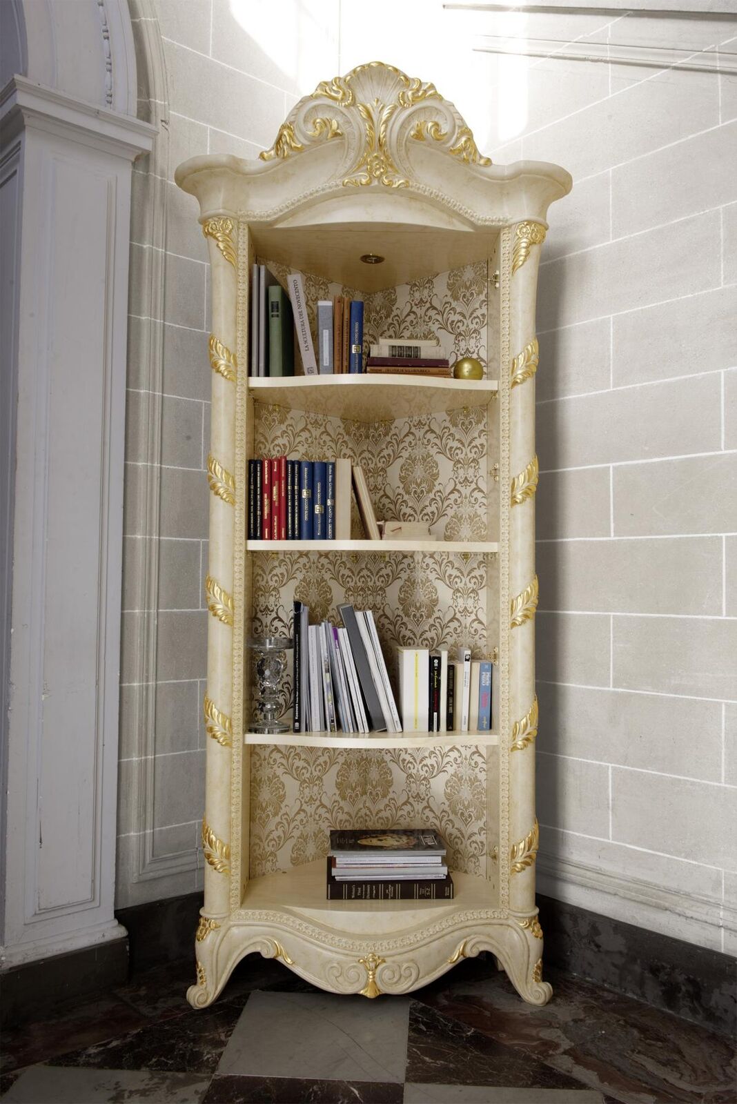 Klassische Schrank Bücherschrank Holz Neu Bücherregal Vitrine Vitrinenschrank von JV Möbel