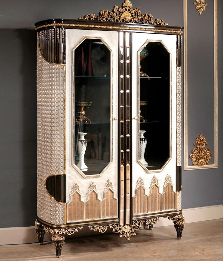 Klassische Vitrine Luxus Holz Vitrine Schränke Designer Glastüren Schrank von JV Möbel