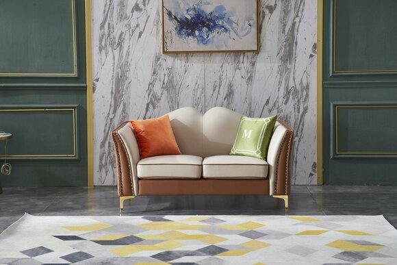 Klassische Zweisitzer 2er Sitzer Sofa Couch Polster Leder Couchen Sitz von JV Möbel