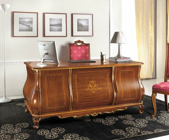 Klassischer Chef Schreibtisch Büro Tische Italienische Möbel von JV Möbel