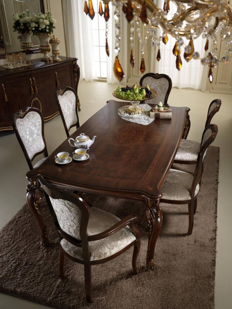 Klassischer Esstisch Tisch Holz Esszimmer Garnitur 2x Stuhl mit Armlehne 3 tlg. von JV Möbel