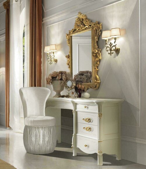 Klassischer Schminktisch mit Spiegel Luxus Konsole Kommode Schlafzimmer Barock von JV Möbel