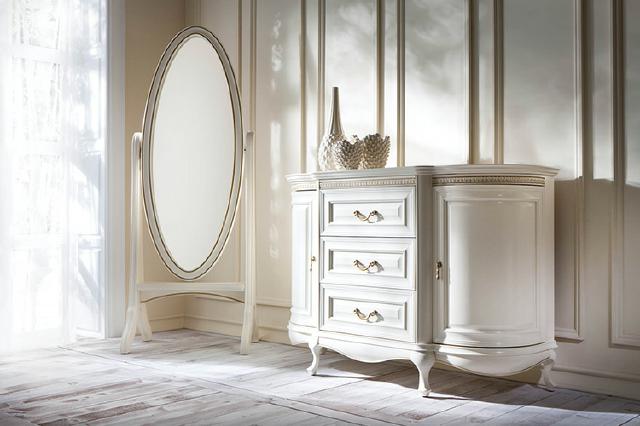 Klassischer Schminkzimmer mit Standspiegel und Kommode - Verona von JV Möbel