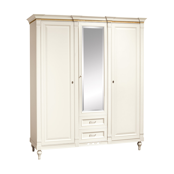 Klassischer Schrank Kleiderschrank Massiv Landhaus Großer Spiegelschrank FL-D3 von JV Möbel