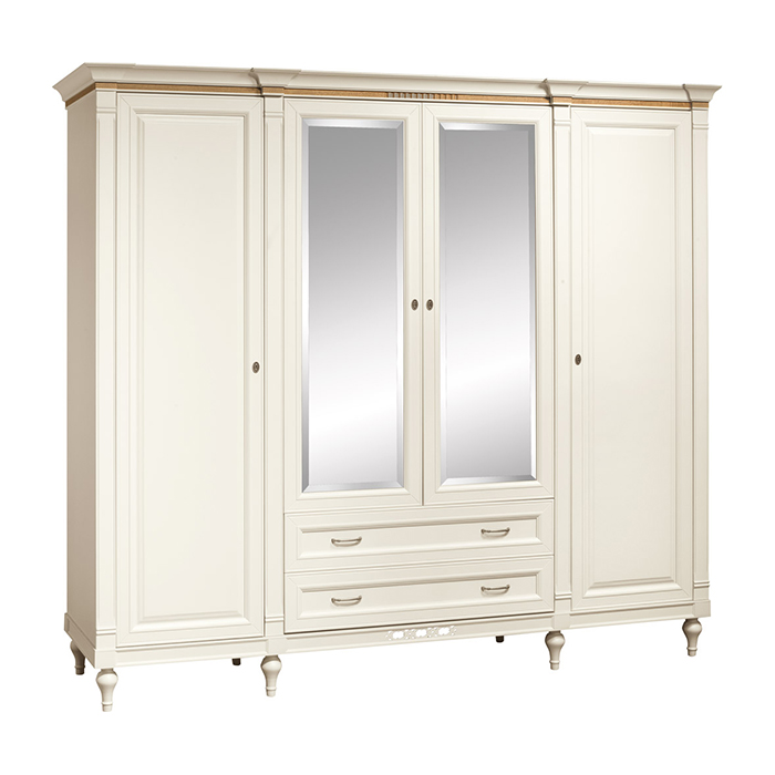 Klassischer Schrank Kleiderschrank Massiv Landhaus Großer Spiegelschrank FL-D4 von JV Möbel