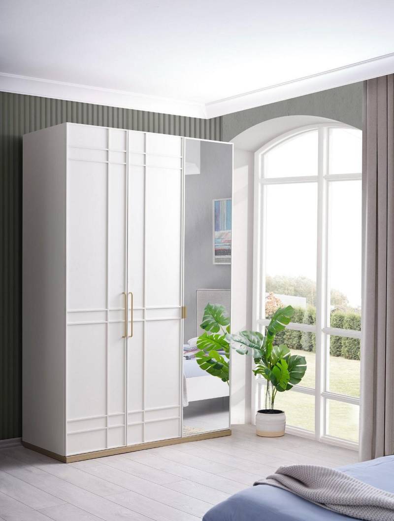 Kleiderschrank Schränke Holzschrank Holz Weiß Spiegel Kinderzimmer von JV Möbel
