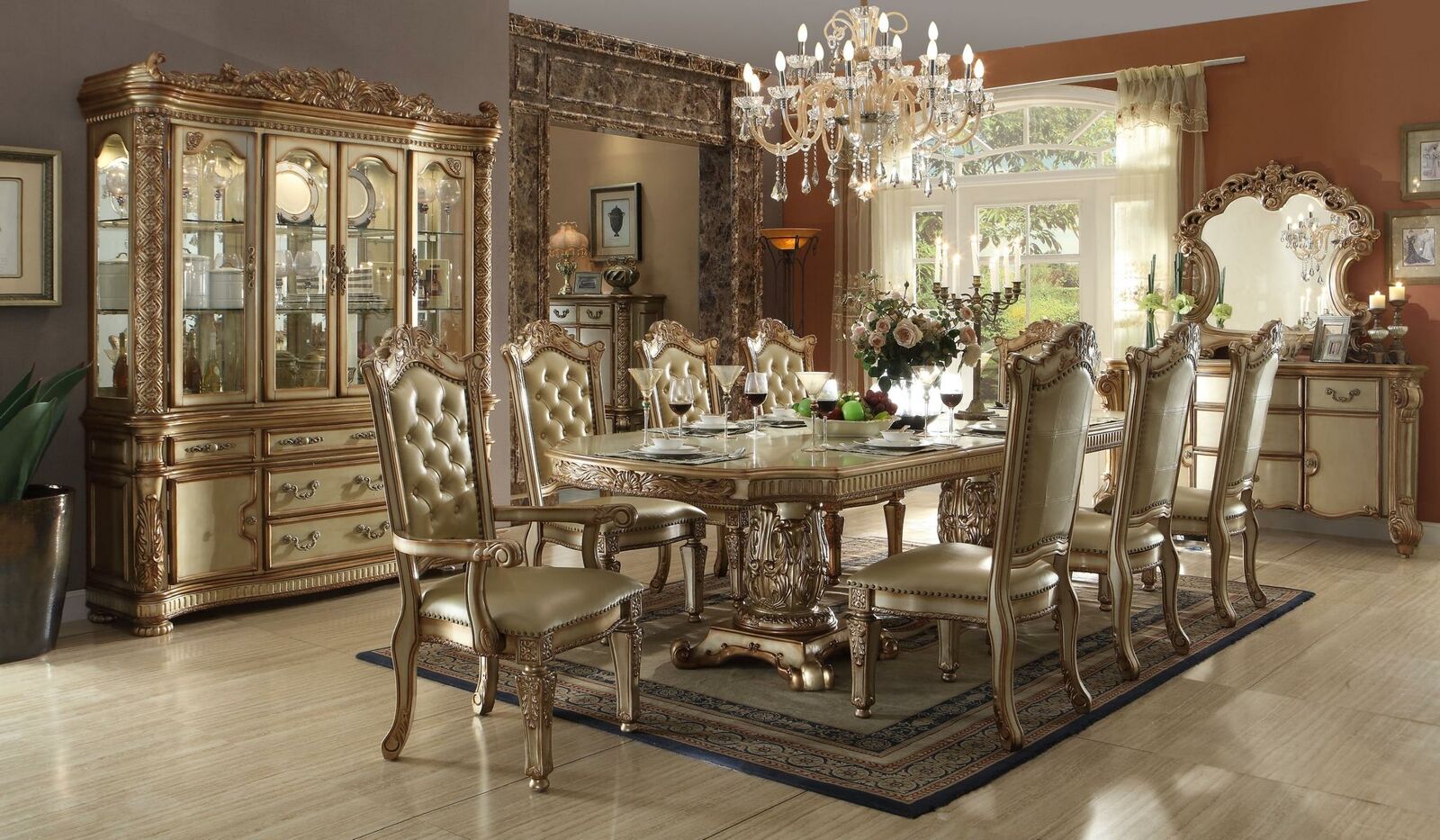 Königlicher 7tlg. Esszimmer Garnitur Set Barock Rokoko Tisch 6x Stühle Stuhl neu von JV Möbel