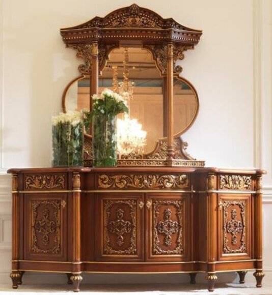 Kommode Anrichte Spiegel Set Echtes Holz Italienische Möbel Antik Stil Kommoden von JV Möbel