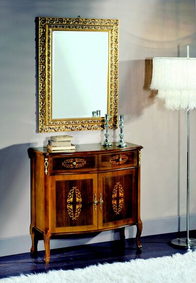 Kommode Holz Möbel Barock mit Spiegel Luxus Italienische Möbel 2tlg Garnitur von JV Möbel