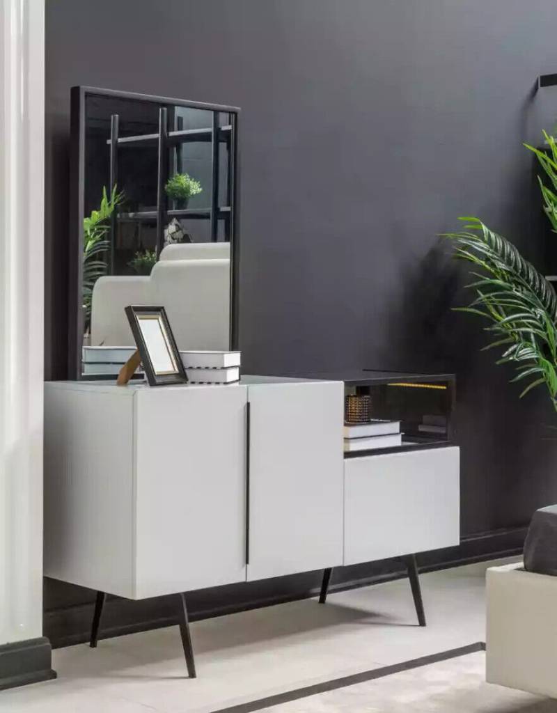 Kommode Spiegel Holz Set Modern Design Möbel Gruppe Weiß Luxus 2tlg von JV Möbel