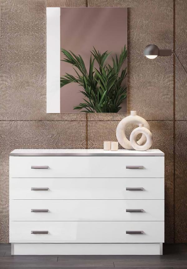 Kommode mit Spiegel Schrank Sideboard Weiß Hochglanz Holz Schlafzimmer von JV Möbel