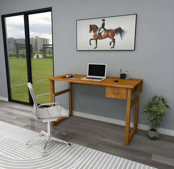 Kompakter Brauner Schreibtisch Luxuriöser Laptoptisch Edler Computertisch von JV Moebel