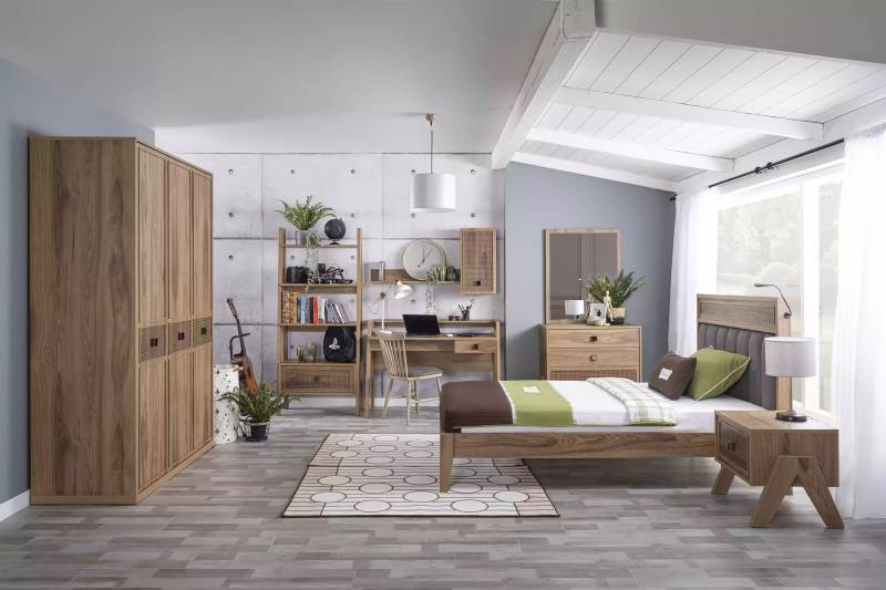 Komplete Jugendbett Kindermöbel Kinderzimmer Bett Holz Braun Set 8tlg von JV Möbel