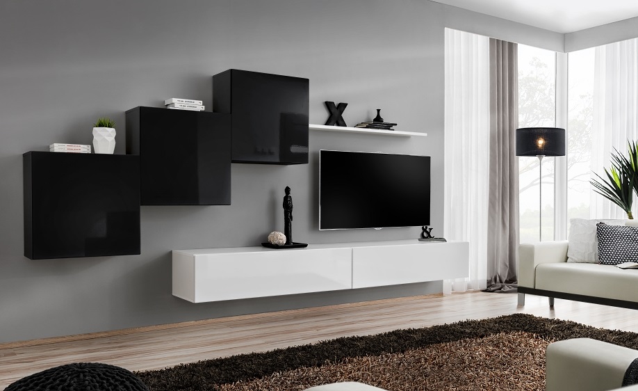 Komplett Designer Wohnzimmer 3x Wandschränke Weiß Sideboard 6tlg. Wohnwand Neu von JV Möbel