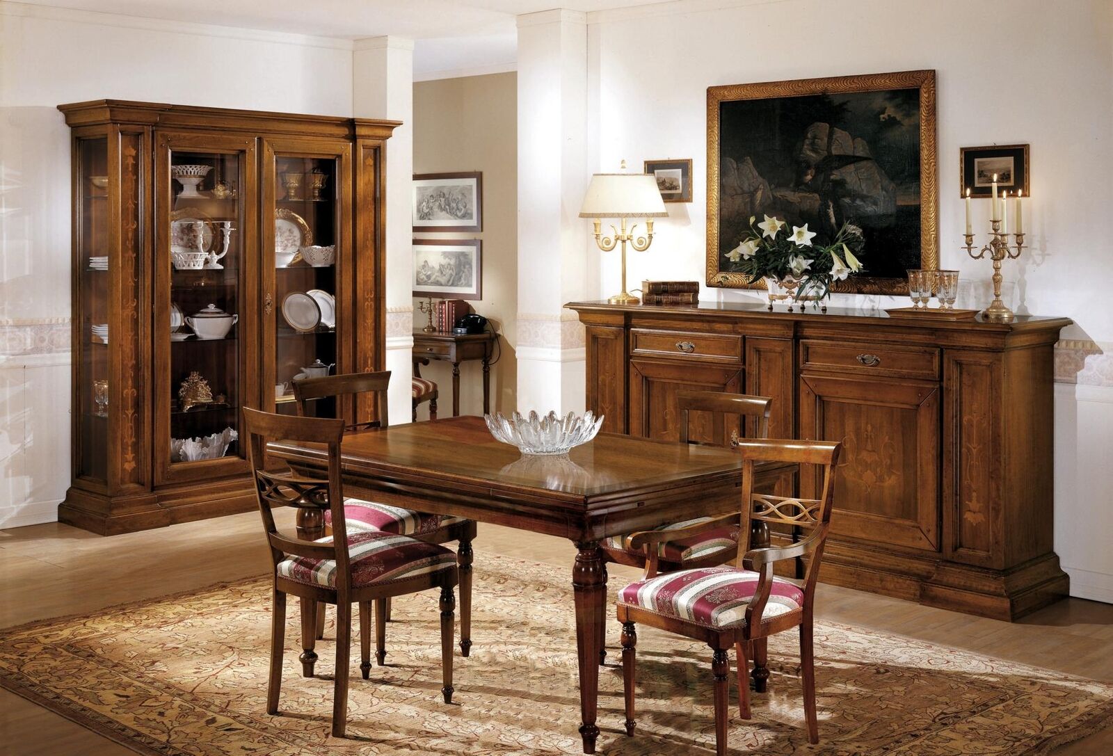 Komplett Esstisch 4 Stühle Esszimmer Set Ess Gruppe Holz Set Vitrine Kommode Komplett Esstisch 4 Stühle Esszimmer Set Ess Gruppe Holz Set Vitrine Kommode von JV Möbel