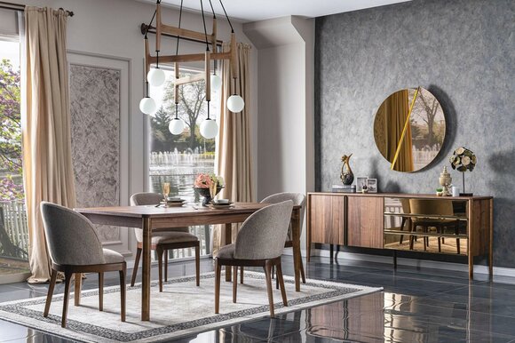 Komplett Garnitur Essgarnitur Esstisch Sideboard 4x Stühle Essgruppe Möbel 6tlg. von JV Möbel