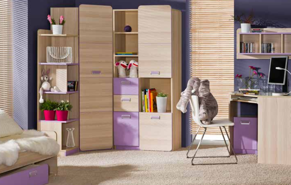 Komplett Jugendzimmer Kinderzimmer Set Bett Kleiderschrank Kommode von JV Möbel