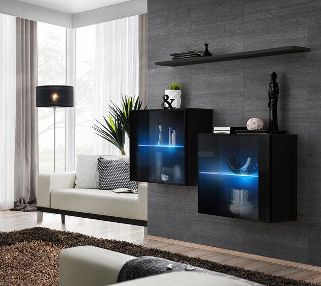 Komplett Set 3tlg Designer Wohnwand 2x Wandschrank Modern Wand Regal Neu Komplett Set 3tlg Designer Wohnwand 2x Wandschrank Modern Wand Regal Neu von JV Möbel