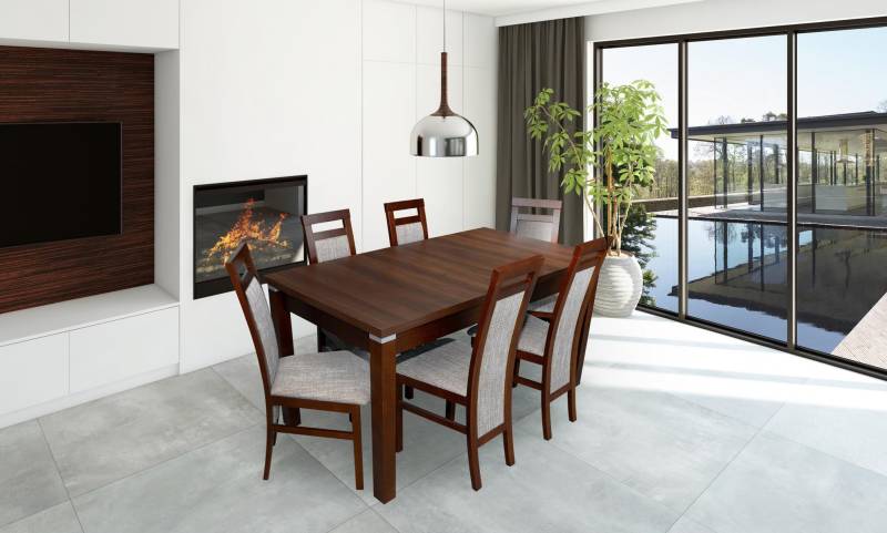 Komplett Set Esstisch + 6 Stühle Esszimmer Set Ess Gruppe Holz Tisch Tische 7tlg von JV Möbel