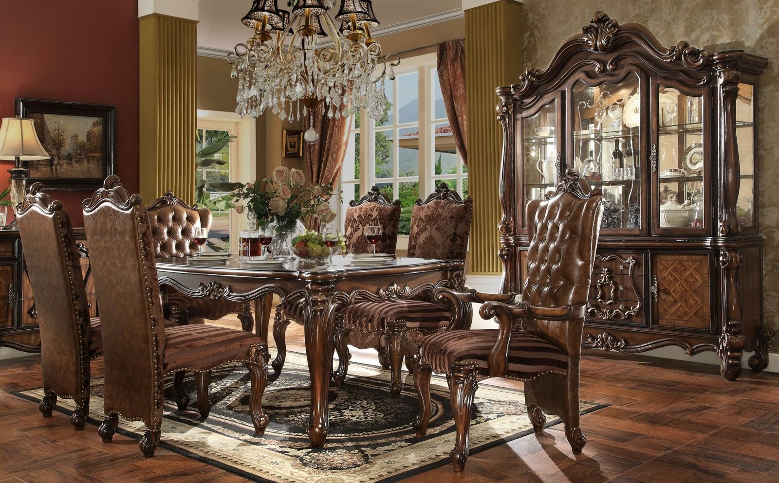 Komplett Set Esstisch + 6 Stühle Esszimmer Set Ess Gruppe Holz Tisch Komplett Set Esstisch + 6 Stühle Esszimmer Set Ess Gruppe Holz Tisch von JV Möbel
