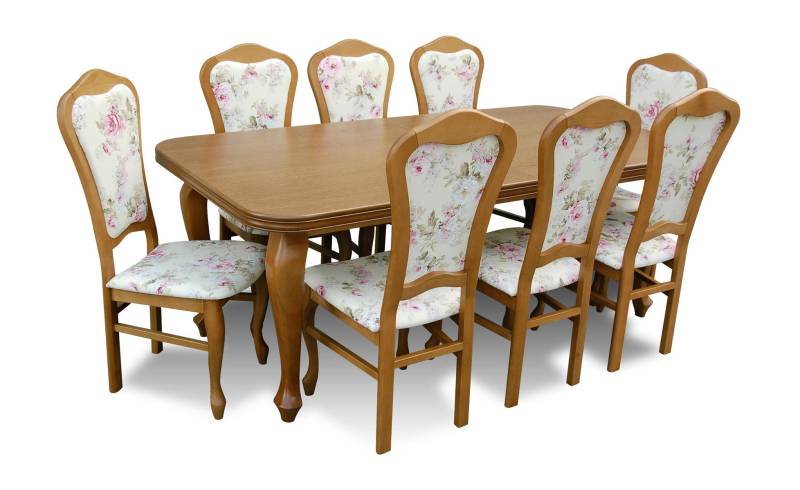 Komplett Set Esstisch + 8 Stühle Esszimmer Set Ess Gruppe Holz Tisch Tische 9tlg Komplett Set Esstisch + 8 Stühle Esszimmer Set Ess Gruppe Holz Tisch Tische 9tlg von JV Möbel