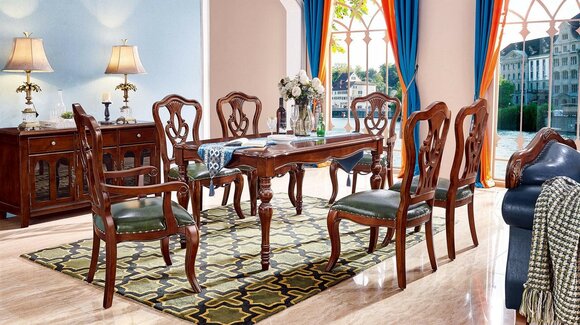 Komplett Set Esstisch +6 Stühle Esszimmer Set Ess Gruppe Holz Tisch 7tlg Komplett Set Esstisch +6 Stühle Esszimmer Set Ess Gruppe Holz Tisch 7tlg von JV Möbel