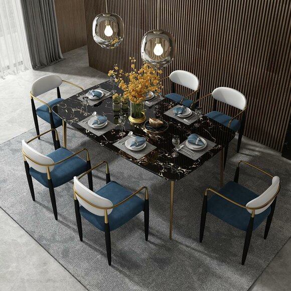 Komplett Set Esstisch 6x Stühle Esszimmer Ess Gruppe Stein Garnitur von JV Möbel