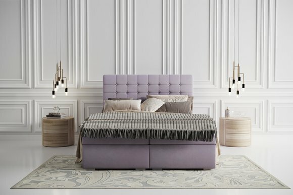 Komplett Set Matratze & Topper Boxspring Bett Pink Polster 180x200cm Betten von JV Möbel