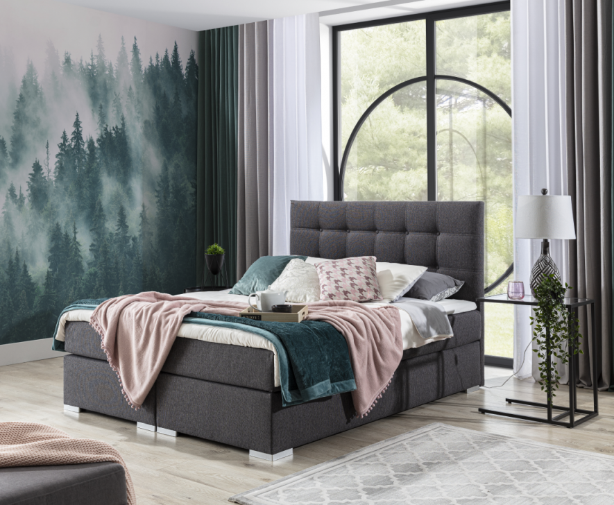 Komplett Set Matratze & Topper Boxspring Bett Polster Betten Textil Stoff von JV Möbel