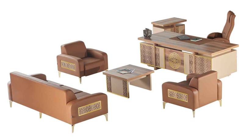 Komplett-Set Schreibtisch Sitzmöbel Stauraum Arbeitszimmer Braun Büro Komplett-Set Schreibtisch Sitzmöbel Stauraum Arbeitszimmer Braun Büro von JV Möbel