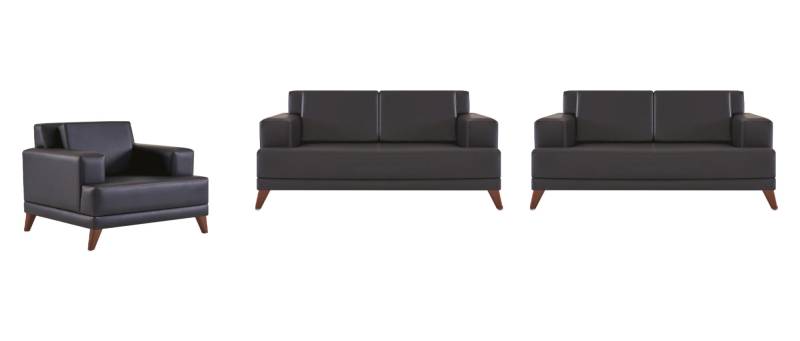 Komplett Sitzmöbel 2-Sitzer Sessel Schwarz Modern Polster Kissen Leder von JV Möbel