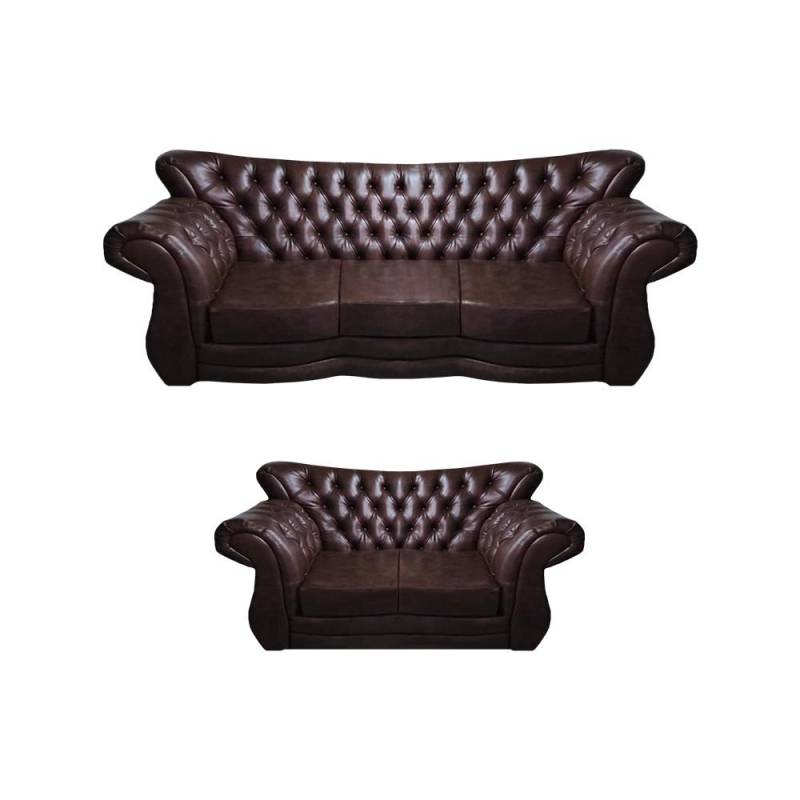 Komplett Sofas Dreisitze mit Zweisitzer Couch Leder Sitzmöbel Chesterfield von JV Möbel
