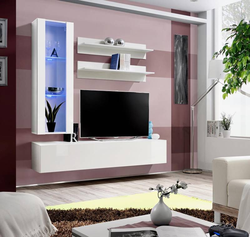 Komplett TV-Ständer Möbel Designer Einrichtung Set 4 tlg Lowboard Hänge Vitrine von JV Möbel