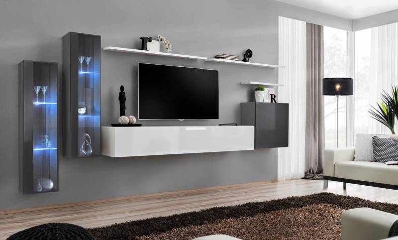 Komplett Wohnwand TV-Ständer Wandregal Luxus Wandschrank Einrichtung Designer von JV Möbel