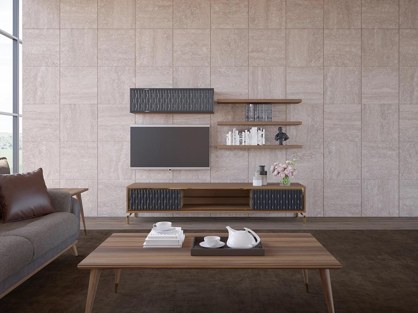 Komplett Wohnwand Wandschrank Holzmöbel Modern Set 5tlg 3x Wandregale Neu Komplett Wohnwand Wandschrank Holzmöbel Modern Set 5tlg 3x Wandregale Neu von JV Möbel